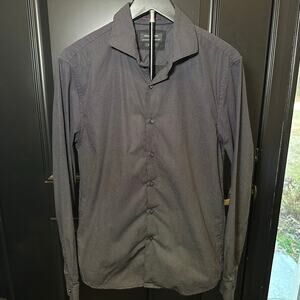 Denim and Flower Ricky Singh Button Down Shirt Size Small Black and White Dots